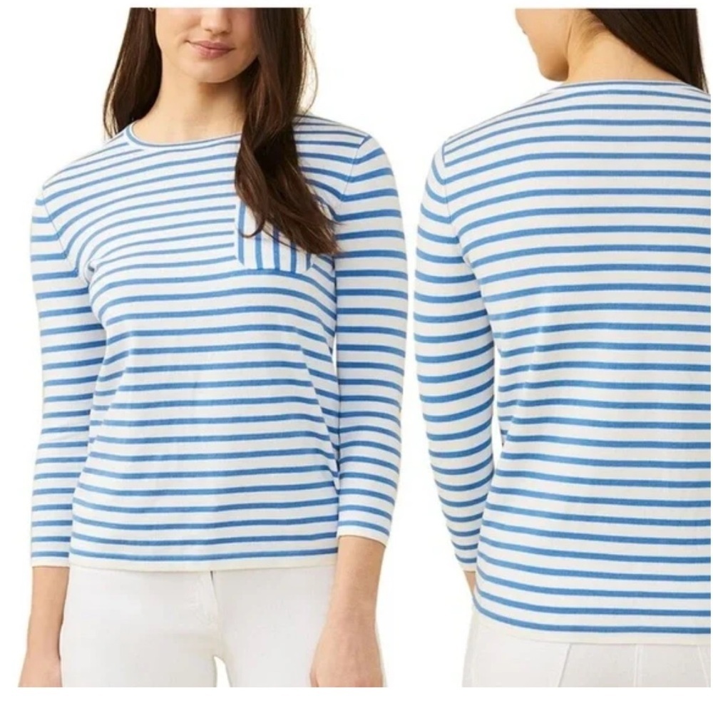 J. McLAUGHLIN Piper Sweater Blue/White Stripe